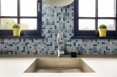 Pietra naturale vetro mosaico marmo piastrelle mosaico grigio blu antracite cucina splashback piastrella posteriore WC - MOS88-0404