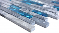 Piastrella di mosaico Mosaico di vetro composito grigio traslucido Pietra di cristallo grigio blu MOS87-0404_f