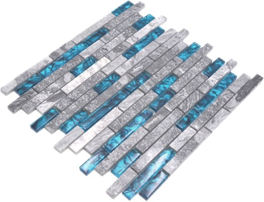 Mosaico di vetro pietra naturale aste di marmo mosaico piastrelle grigio blu antracite backsplash rivestimento bagno - MOS87-0404