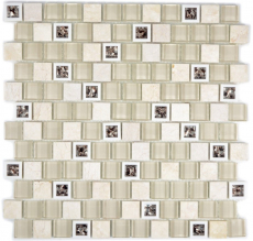Piastrella di mosaico dipinta a mano Plastica traslucida beige Mosaico di vetro Pietra di cristallo beige MOS82BM-0115_m