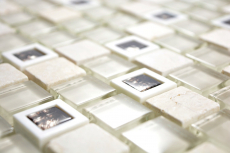 Piastrella di mosaico dipinta a mano Plastica traslucida beige Mosaico di vetro Pietra di cristallo beige MOS82BM-0115_m