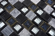 Piastrella di mosaico dipinta a mano Plastica ceramica traslucida grigio nero Mosaico di vetro Pietra di cristallo ceramica grigio nero MOS82BM-0119_m
