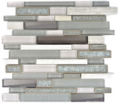 Piastrella di mosaico dipinta a mano ceramica traslucida grigio mosaico di vetro composito Pietra di cristallo ceramica grigio MOS87SO-0223_m