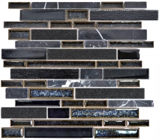 Piastrella di mosaico dipinta a mano ceramica traslucida nera mosaico di vetro composito Pietra di cristallo ceramica nera MOS87SO-0329_m