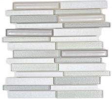 Piastrella di mosaico dipinta a mano ceramica traslucida bianca mosaico di vetro composito Cristallo di ceramica bianco artico MOS83IC-0131_m