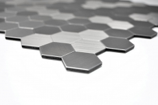 piastrella di mosaico autoadesiva ALU argento metallo esagono backsplash cucina splashback MOS200-22MHX