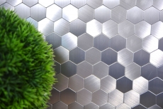 piastrella di mosaico autoadesiva ALU argento metallo esagono backsplash cucina splashback MOS200-22MHX