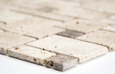 Campione a mano di mosaico Piastrella backsplash autoadesiva travertino pietra naturale beige combinazione travertino beige MOS200-4CM14_m