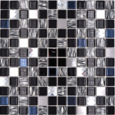 Mosaico di vetro in acciaio inox Rivestimento autoadesivo per pareti di cucina MOS200-4CM26