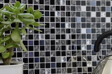 Mosaico di vetro in acciaio inox Rivestimento autoadesivo per pareti di cucina MOS200-4CM26