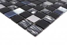 Mosaico di vetro in acciaio inox Rivestimento autoadesivo per pareti di cucina MOS200-4CM26