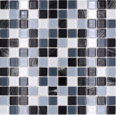 tessere autoadesive di mosaico di vetro grigio nero bianco MOS200-4CM28