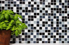 tessere autoadesive di mosaico di vetro grigio nero bianco MOS200-4CM28