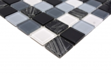 tessere autoadesive di mosaico di vetro grigio nero bianco MOS200-4CM28