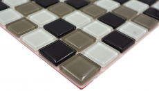 tessere autoadesive di mosaico di vetro nero fango bianco MOS200-4CM30
