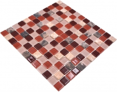 tessere autoadesive di mosaico di vetro pietra naturale rosa beige marrone emperador MOS200-4M352