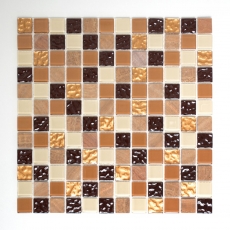 mosaico di vetro autoadesivo piastrelle di pietra naturale beige marrone backsplash piastrelle MOS200-4M372