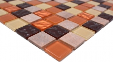 mosaico di vetro autoadesivo piastrelle di pietra naturale beige marrone backsplash piastrelle MOS200-4M372