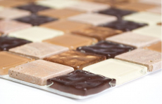 mosaico di vetro autoadesivo piastrelle di pietra naturale beige marrone backsplash piastrelle MOS200-4M372