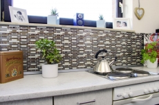 pellicola adesiva in vinile autoadesiva a mosaico beige marrone emperador backsplash di piastrelle cucina