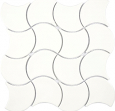 Ceramica mosaico ventaglio avorio lucido onda muro piastrelle backsplash cucina doccia bagno MOS13-FS19_f