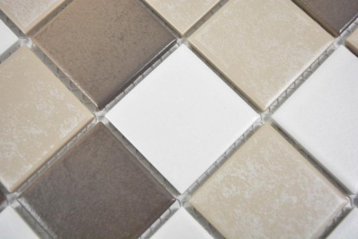 Piastrella di ceramica a mosaico bianco antico beige marrone antiscivolo per cucina MOS14-1213