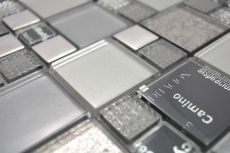 Mano modello trasparente cristallo mosaico vetro mosaico argento nero parete piastrelle backsplash cucina doccia bagno MOS88-0317_m