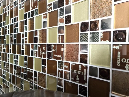 Mosaico di vetro tessere di mosaico argento crema beige marrone muro piastrelle backsplash cucina bagno