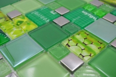 Mosaico di vetro tessere di mosaico argento verde muro piastrelle backsplash cucina bagno
