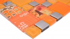 Mosaico di vetro tessere di mosaico argento arancio muro piastrelle backsplash cucina bagno
