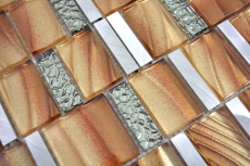 Campione a mano alluminio mosaico vetro mosaico ALU marrone piastrella muro specchio cucina doccia bagno MOS88-0013_m