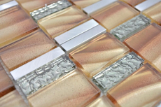 Campione a mano alluminio mosaico vetro mosaico ALU marrone piastrella muro specchio cucina doccia bagno MOS88-0013_m