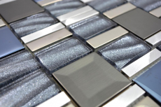 Mosaico di alluminio mosaico di vetro mosaico ALU argento muro piastrelle specchio cucina doccia bagno_f | 10 mosaico tappetini
