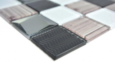Piastrelle di vetro a mosaico bianco grigio antracite effetto legno rivestimento cucina doccia bagno