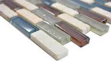 Mosaico traslucido in vetro composito pietra botticino chiaro grigio marrone MOS88-0213_f