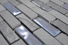 mosaico di vetro autoadesivo mosaico composito pietra naturale grigio antracite nero backsplash piastrelle MOS200-003
