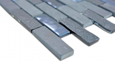 mosaico di vetro autoadesivo mosaico composito pietra naturale grigio antracite nero backsplash piastrelle MOS200-003