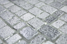 Mano modello trasparente cristallo mosaico vetro mosaico grigio nero parete piastrelle backsplash cucina bagno MOS85-0203_m