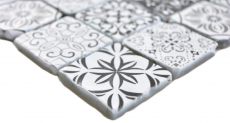 Mosaico di vetro piastrelle VINTAGE LOOK retrò antracite nero bianco muro piastrelle backsplash cucina bagno MOS63-0103