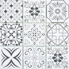 Mano modello trasparente cristallo vetro mosaico retro bianco e nero muro piastrelle backsplash cucina bagno MOS160-0301_m