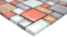Mosaico di vetro tessere di mosaico oro argento antracite struttura rosso arancio