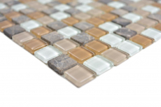 Mosaico di vetro pietra beige marrone piastrelle mosaico muro backsplash cucina bagno MOS58-1213_f