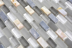 Aste di mosaico composito pietra naturale vetro mosaico conchiglia mattone grigio antracite tracotta mosaico piastrelle muro backsplash cucina bagno - MOS86-0002