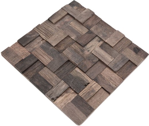 Mosaico in legno ricavato da assi di barca Rivestimento in legno FSC per pareti Alzatina per cucina MOS160-25