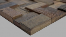 Mosaico in legno ricavato da assi di barca Rivestimento in legno FSC per pareti Alzatina per cucina MOS160-25