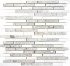 Mano campione marmo mosaico composito pietra grigio bianco mosaico piastrelle muro backsplash cucina bagno MOS87-0201_m