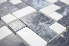 Mosaico di marmo pietra nero bianco mosaico piastrelle muro backsplash cucina bagno MOS88-0302_f