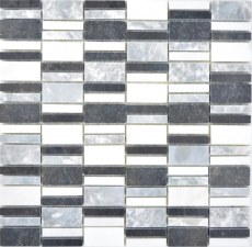 Mano campione marmo mosaico pietra nero grigio bianco mosaico piastrelle parete backsplash cucina bagno MOS88-0123_m