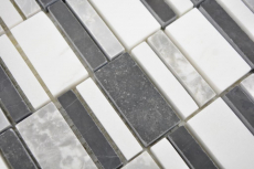 Mano campione marmo mosaico pietra nero grigio bianco mosaico piastrelle parete backsplash cucina bagno MOS88-0123_m