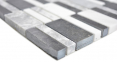 Mano campione marmo mosaico pietra nero grigio bianco mosaico piastrelle parete backsplash cucina bagno MOS88-0123_m